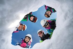 children at ski resort