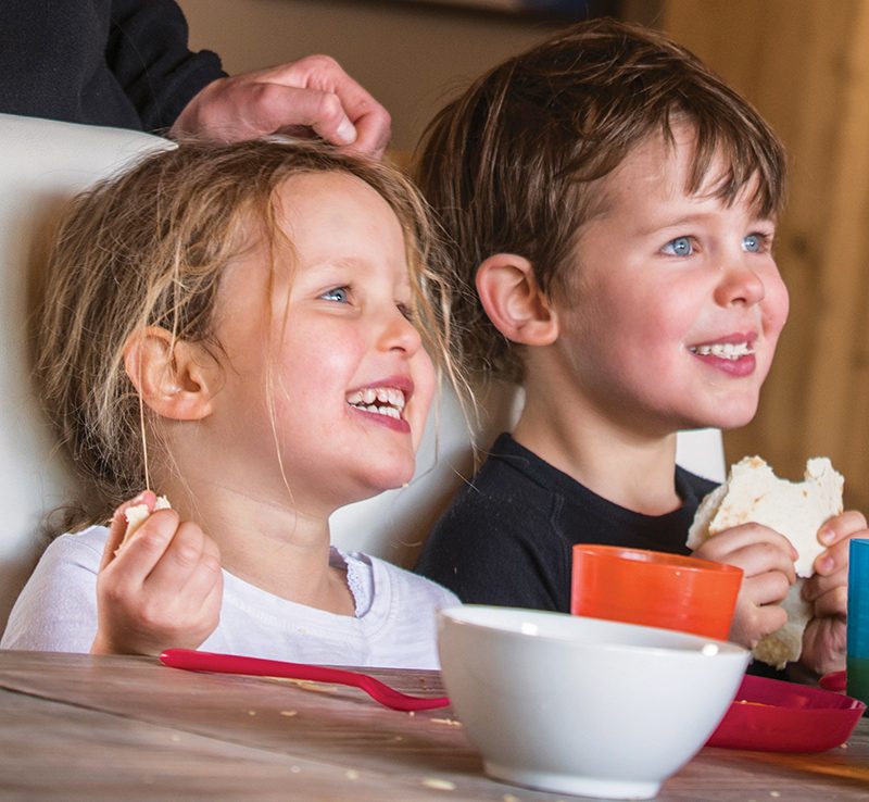 children in chalet