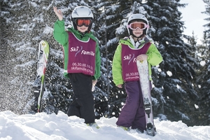 Children skiing snow